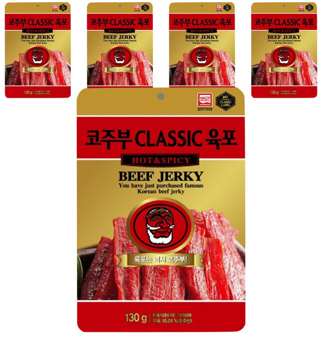 코주부 CLASSIC 육포 HOT & SPICY, 130g, 5개
