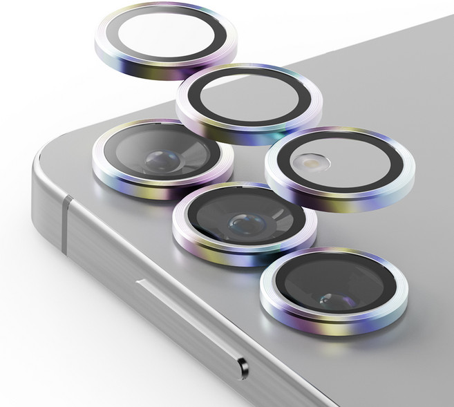 누아트 후면 카메라 렌즈 메탈 링 강화유리 보호필름 2p 세트 레인보우, 1세트