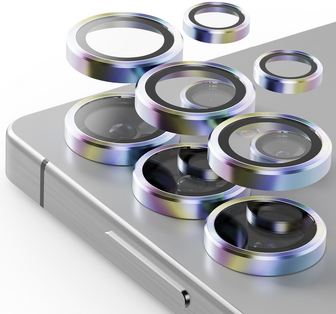 누아트 후면 카메라 렌즈 메탈 링 강화유리 보호필름 2p 세트 레인보우, 1세트