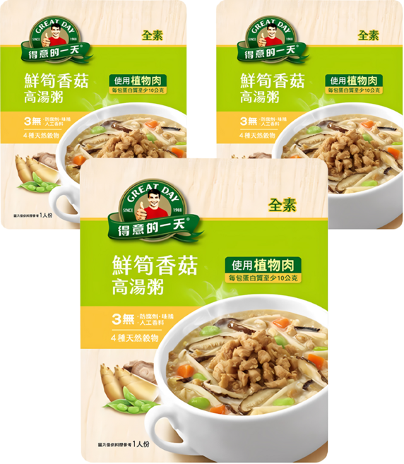 得意的一天 鮮筍香菇高湯粥, 320g, 3包