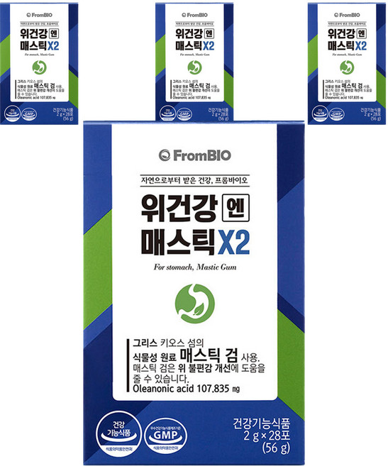 프롬바이오 정품 위건강엔 매스틱X2, 56g, 4개