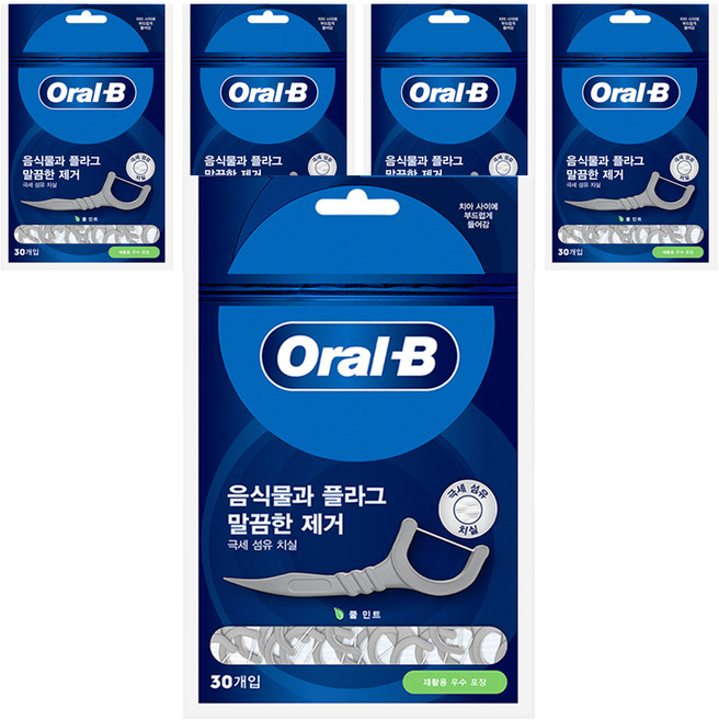 오랄비 C자형 치실, 30개입, 5개