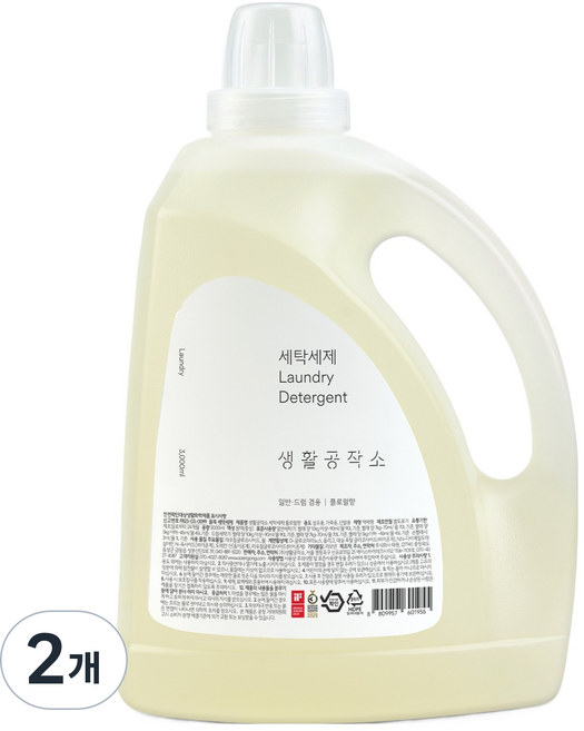 생활공작소 세탁세제 플로럴향 본품, 3L, 1개입, 2개