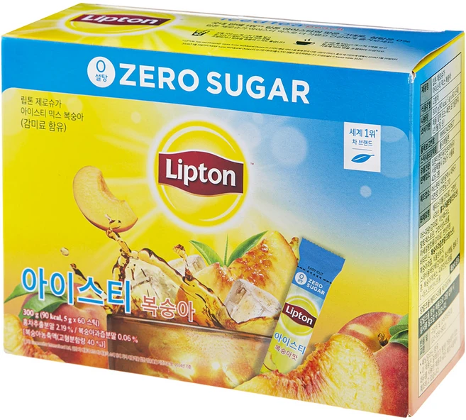 립톤 제로슈가 아이스티 믹스 복숭아, 5g, 60개입, 1개 - 쿠팡