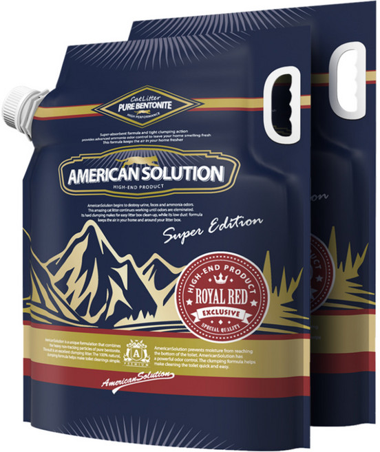 아메리칸솔루션 벤토나이트 고양이 모래, 9.07kg, 2개, 로얄레드