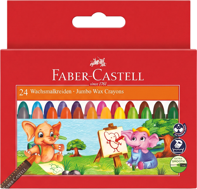 FABER-CASTELL 輝柏 大象粗芯蠟筆, 24色, 1盒