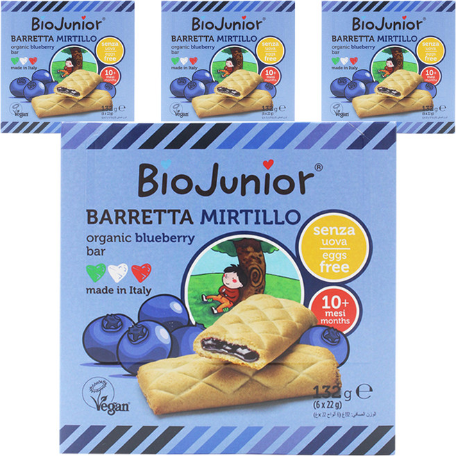 바이오주니어 유아용 유기농 블루베리 바, 132g, 4개