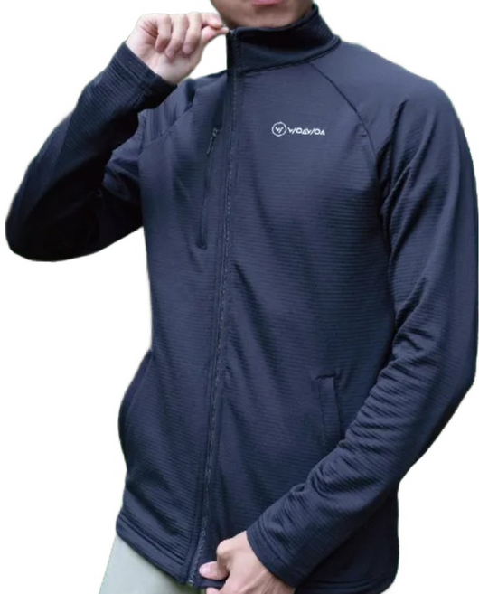 WOAWOA 3d網格刷毛 立領保暖透氣外套-男款-黑色l