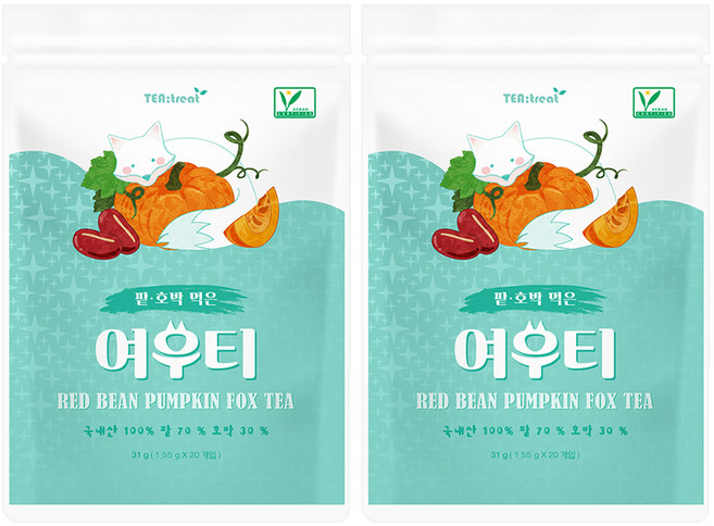 티트리트 여우티 팥호박차, 1.5g, 20개입, 2개