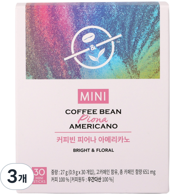 커피빈 피어나 아메리카노 원두커피스틱, 3개, 30개입, 900mg