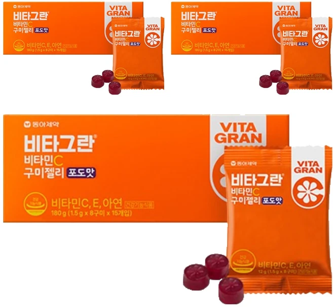 비타그란 비타민C 구미젤리 포도맛, 180g, 3개 - 쿠팡