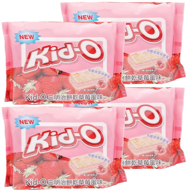 Kid-O 三明治餅乾 草莓風味, 340g, 4袋
