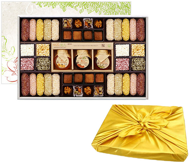 제주 액상차 고향 한과 혼합 선물 + 보자기 세트, 950g, 1세트