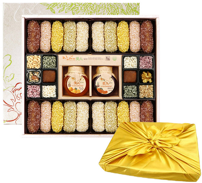 제주 액상차 고향 한과 혼합선물 + 보자기 세트, 650g, 1세트