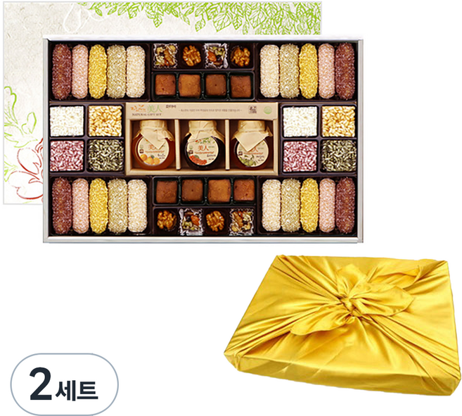 제주 액상차 고향 한과 혼합 선물 + 보자기 세트, 950g, 2세트