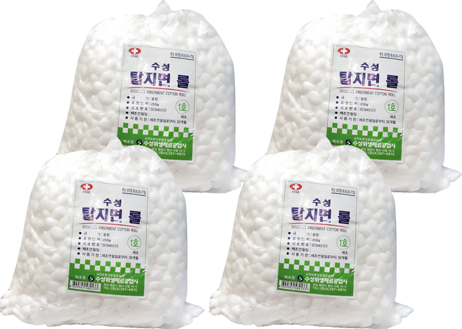 수성 탈지면 롤 볼형 1호, 1개입, 4개
