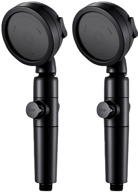 월드크린 다기능 각도조절 스텐 샤워 헤드, 2개, 블랙