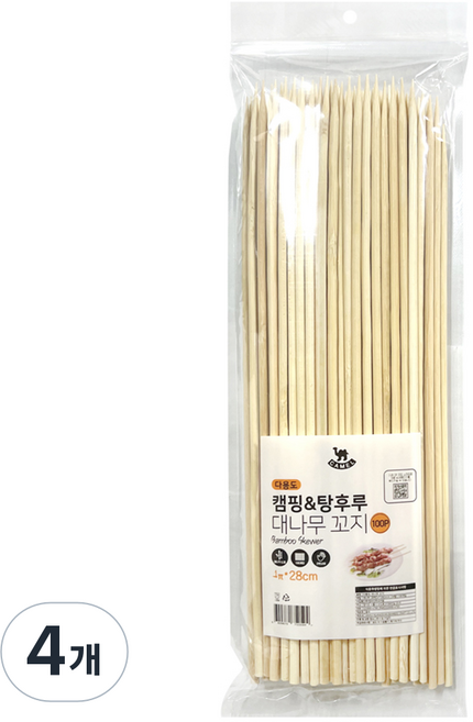 영수산업카멜 대나무 꼬지 28cm, 4개, 100개입
