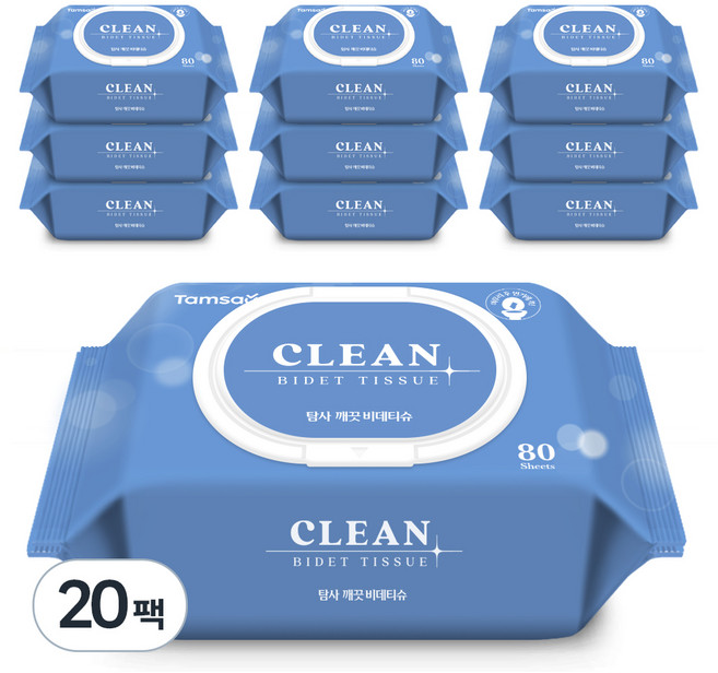 탐사 깨끗 비데티슈 캡형, 80매, 20개