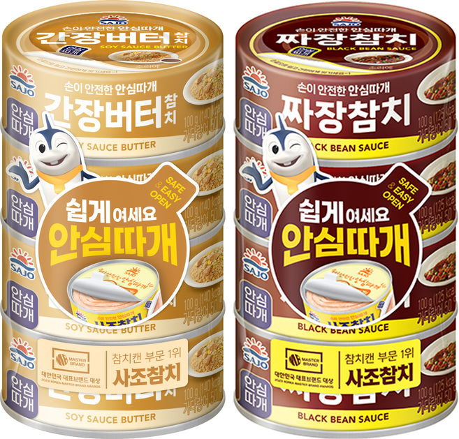 사조참치 손이 안전한 안심따개 간장버터 100g 4p + 짜장 100g 4p, 1세트