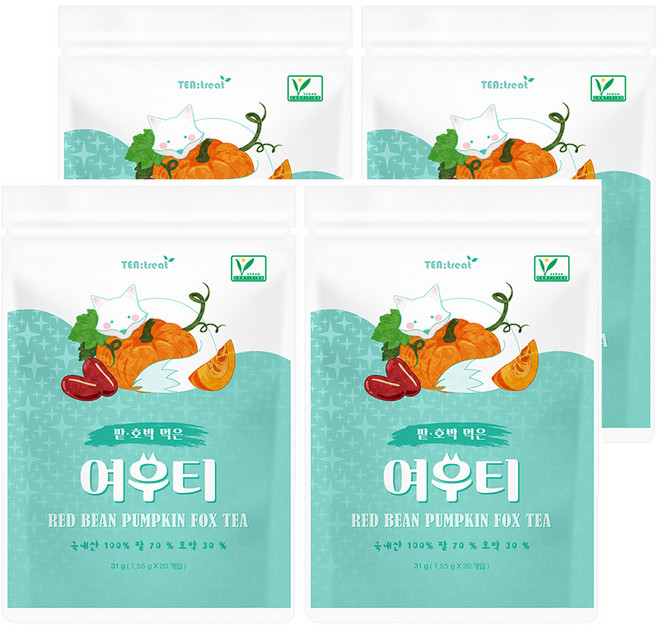 티트리트 여우티 팥호박차, 1.55g, 20개입, 4개