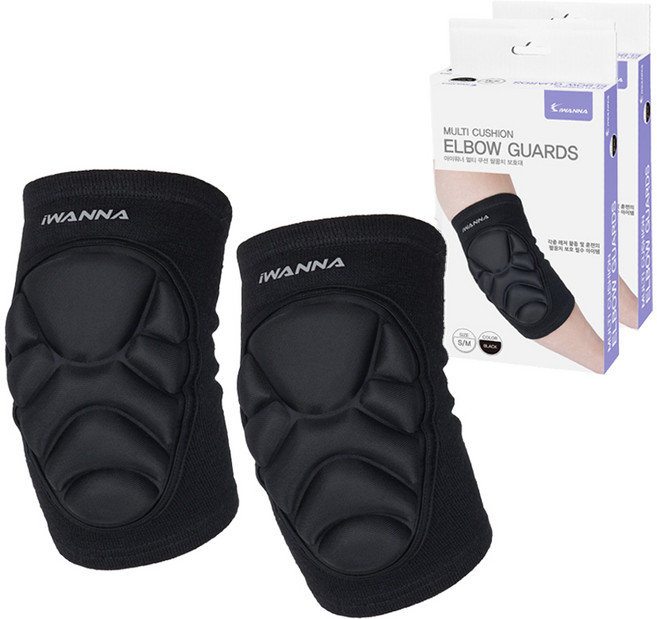 아이워너 멀티 쿠션 팔꿈치 보호대 2p, 2개, 블랙