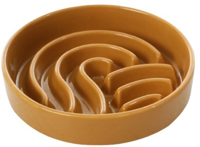 PEHOM 慢食陶瓷碗/浪 m 適用於各種體型狗狗, 1個, 橙色