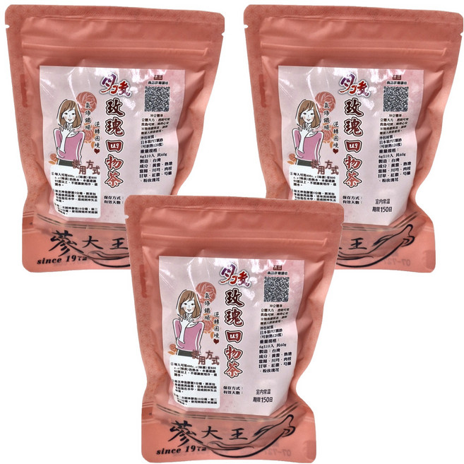 蔘大王 月後 玫瑰四物茶包, 6g, 10包, 3袋