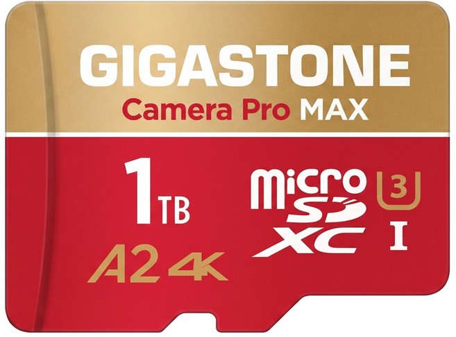 GIGASTONE 立達 Camera Pro MAX microSDXC UHS-I U3 A2 4K 攝影高速記憶卡, 1TB, 1個
