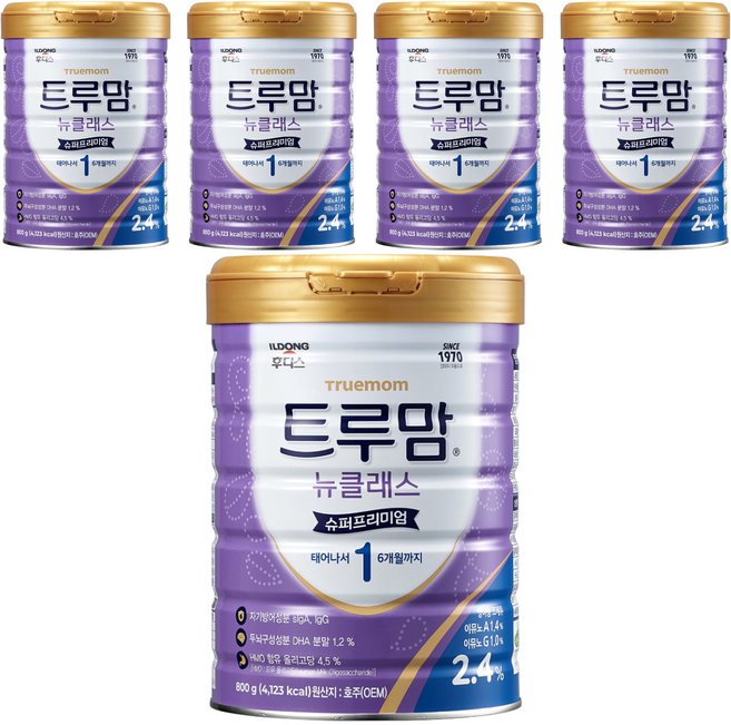 트루맘 뉴클래스 슈퍼프리미엄 분유 1단계, 800g, 5개
