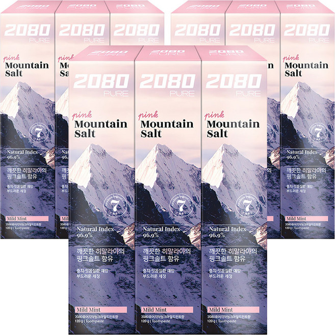 2080 퓨어치약 핑크마일드민트향, 120g, 9개