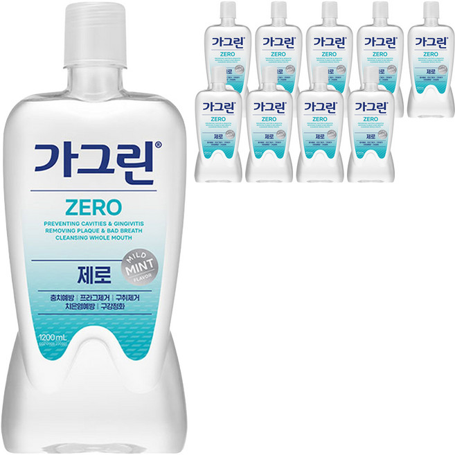 가그린 제로 구강청결제, 1.2L, 10개