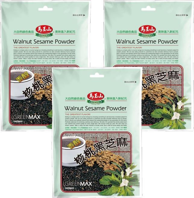 馬玉山 核桃黑芝麻粉, 300g, 3包