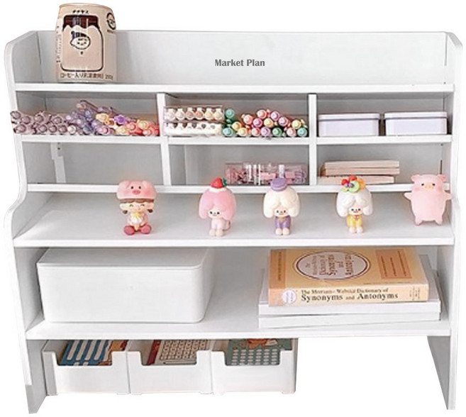 마켓플랜 모던 심플 다용도 데스크 정리 수납함 특대형, 화이트, 1개