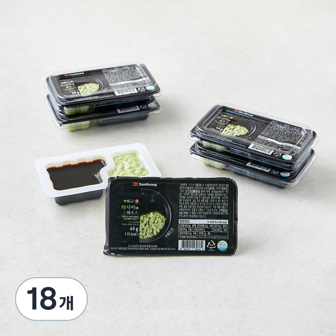 삼광 뚜껑이있는 생와사비와 회소스, 45g, 18개