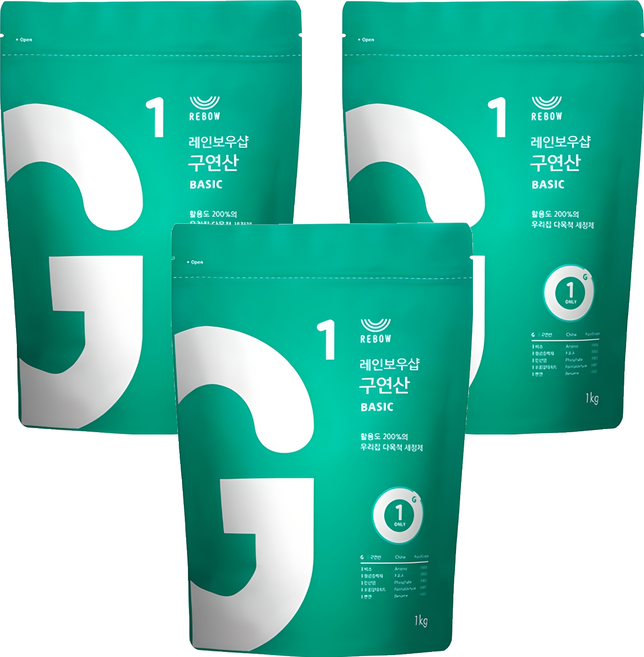 레인보우샵 구연산 베이직, 1kg, 3개