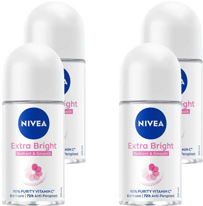 NIVEA 妮維雅 止汗爽身乳液 美白系列, 50ml, 4瓶