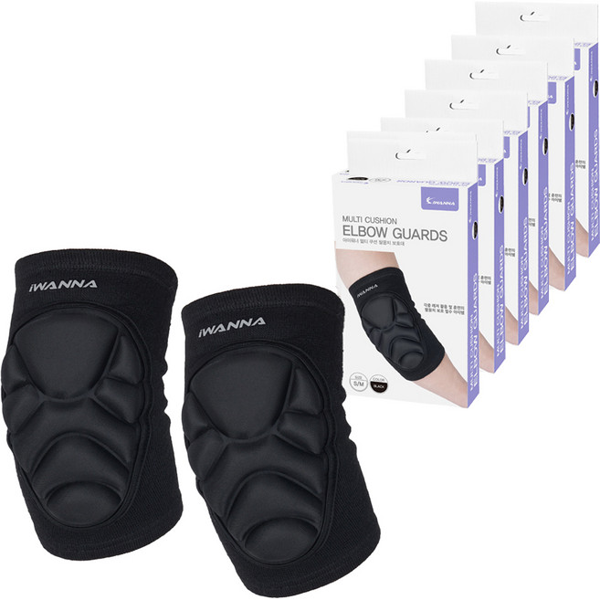 아이워너 멀티 다용도 쿠션 팔꿈치 보호대 2p, 6개, 블랙