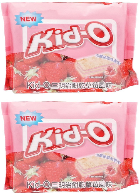 Kid-O 分享包 三明治餅乾 草莓風味 酸甜草莓奶油夾心 酥脆口感, 340g, 2袋