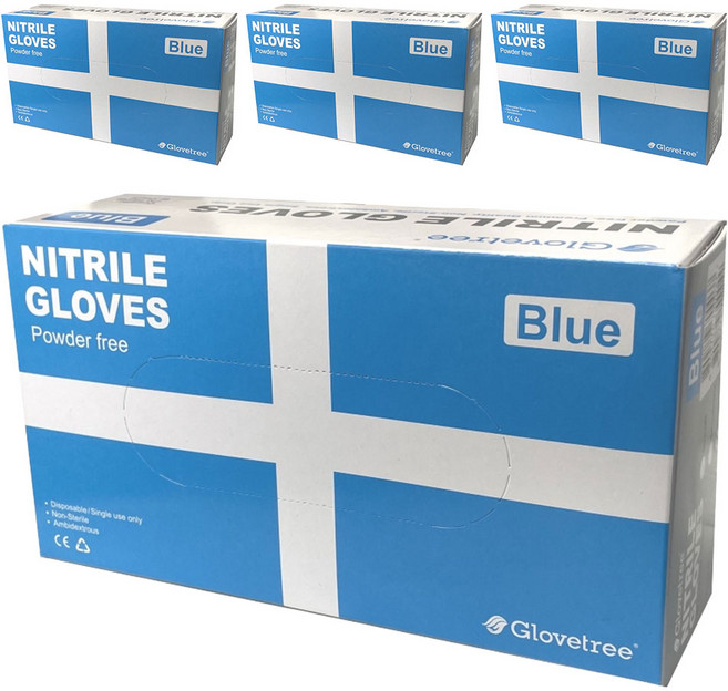 글러브트리 니트릴 장갑 블루 S 100p, 4개, 100개입