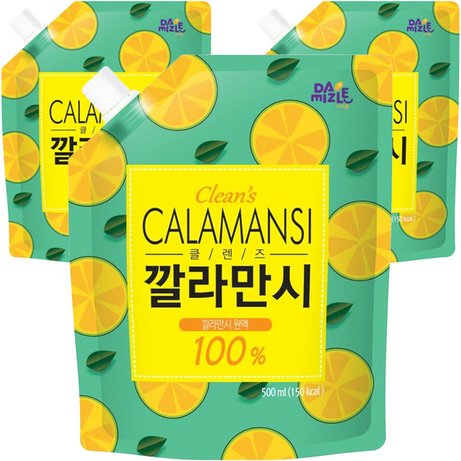 다미즐 클렌즈 깔라만시 농축액 파우치, 500ml, 3개