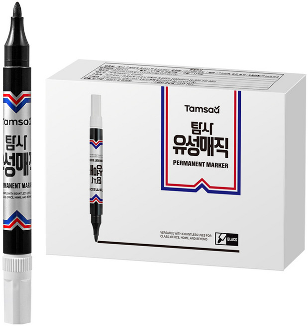 탐사 유성매직 둥근닙, 블랙, 12개