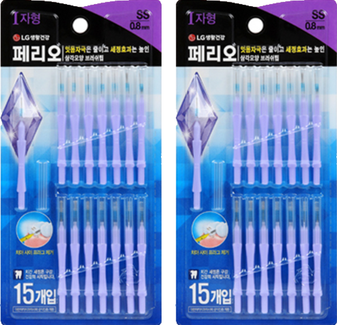 페리오 치간칫솔 I자형 SS, 15개입, 2개