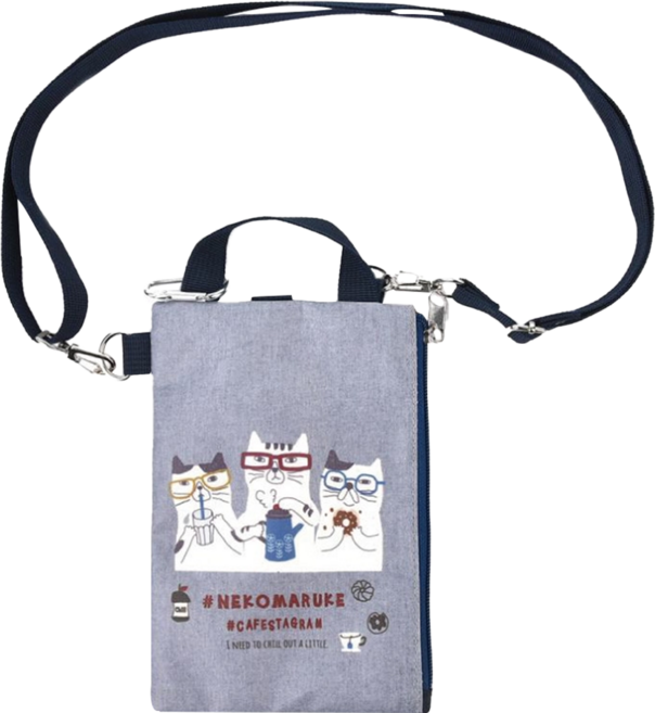 kUSUgURU JAPAN 日本眼鏡貓 NEKOMARUKE貓丸系列 手機包, 灰色, 1個