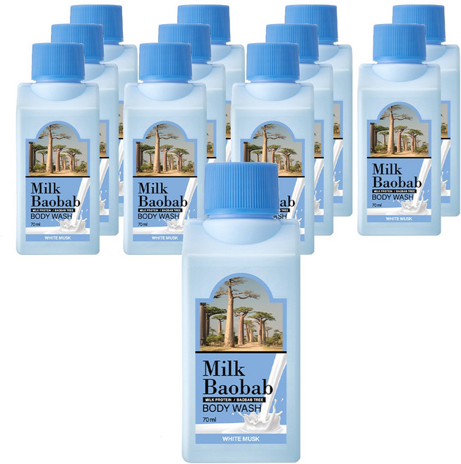 밀크바오밥 여행용 바디워시 화이트머스크, 70ml, 12개