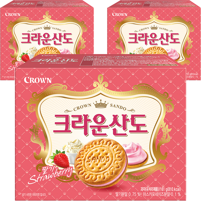 크라운산도 딸기, 161g, 3개