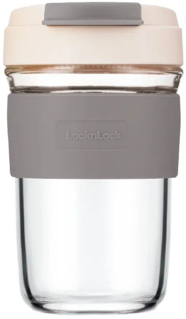 LocknLock 樂扣樂扣 咖啡杯 GRY-CN-12 460ml, 米色 + 透明色 + 灰色, 1個