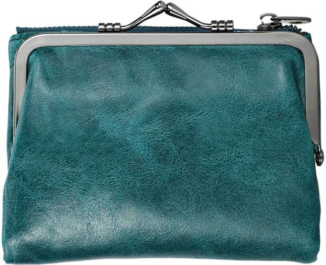 RFID真皮頭層牛皮翻頁卡位女士皮夾 錢包 口金包 短夾 女夾 LH1007