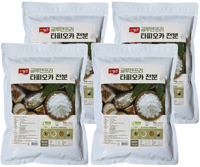 청은에프엔비 글루텐프리 타피오카 전분, 1kg, 4개