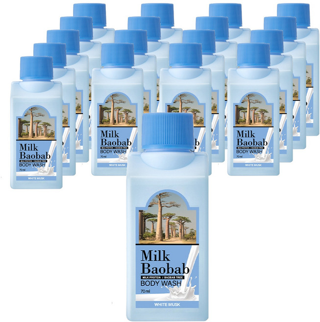 밀크바오밥 여행용 바디워시 화이트머스크, 70ml, 18개